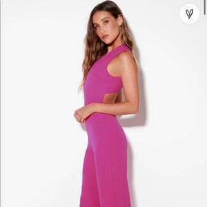 NWT magenta jumpsuit with open back, size xs